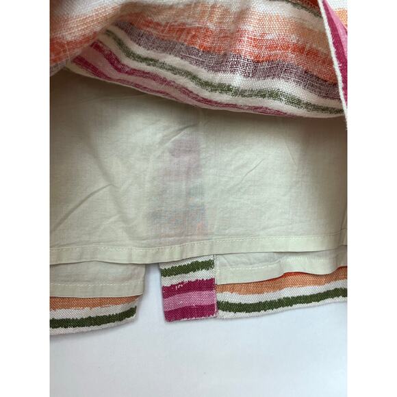Talbot Women 12 Pink/Green Striped 100% Linen Vacation Summer Cruise Skirt - Picture 7 of 8